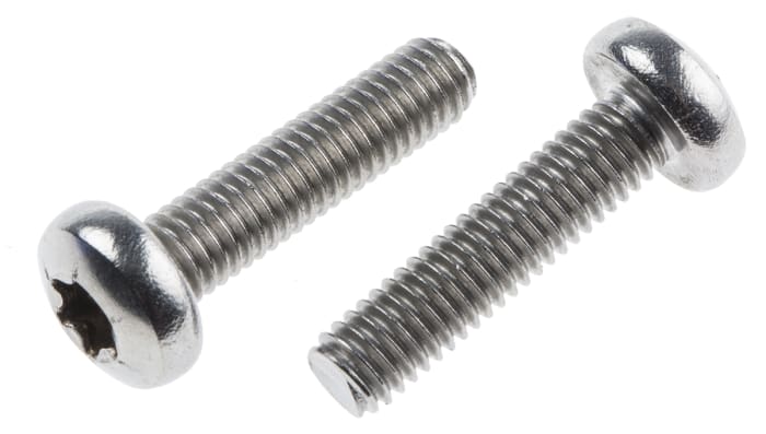 RS PRO Hexalobular Recess M6 Pan A2 304 Stainless Steel Machine Screw ISO 14583 M6 x 25mm