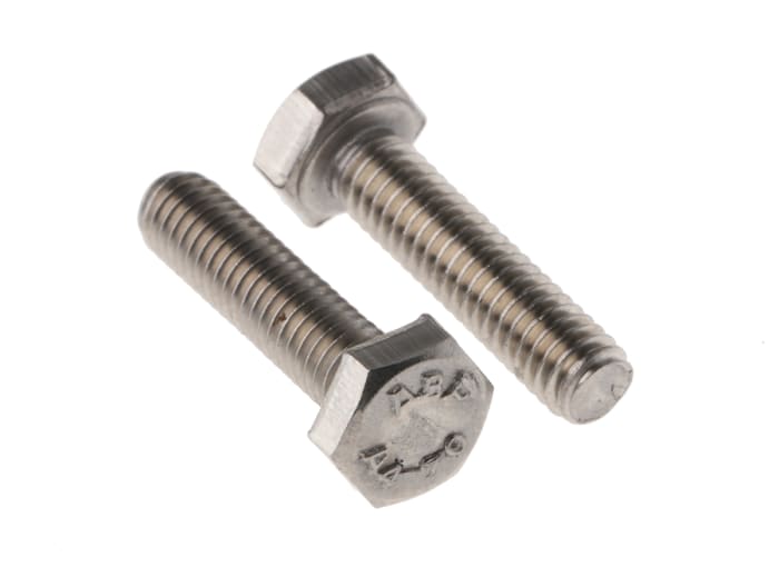 RS PRO Plain Stainless Steel Hex, Hex Bolt, M4 x 16mm