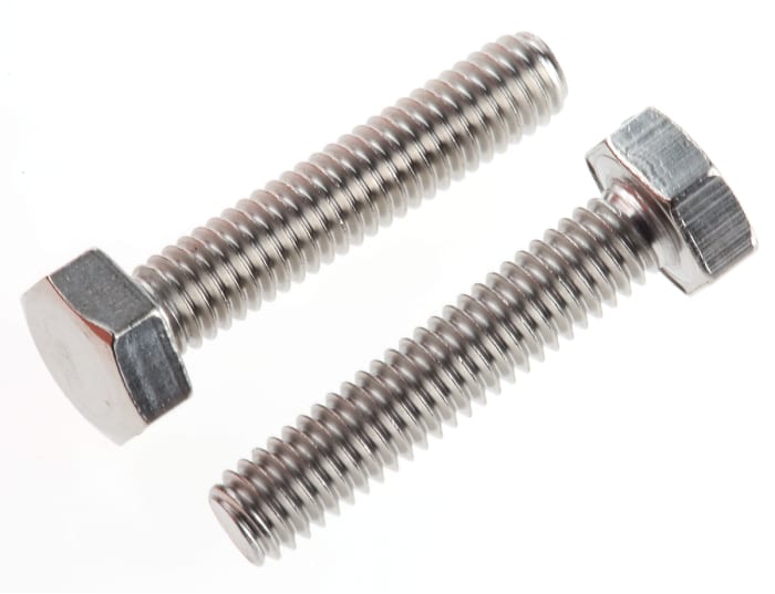 RS PRO Plain Stainless Steel, Hex Bolt, M4 x 20mm