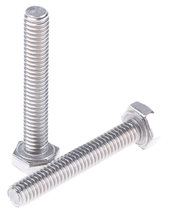 RS PRO Plain Stainless Steel, Hex Bolt, M4 x 25mm