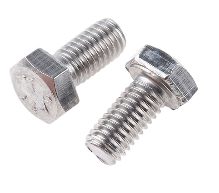 RS PRO Plain Stainless Steel Hex, Hex Bolt, M5 x 10mm