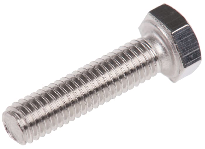 RS PRO Plain Stainless Steel Hex, Hex Bolt, M5 x 20mm