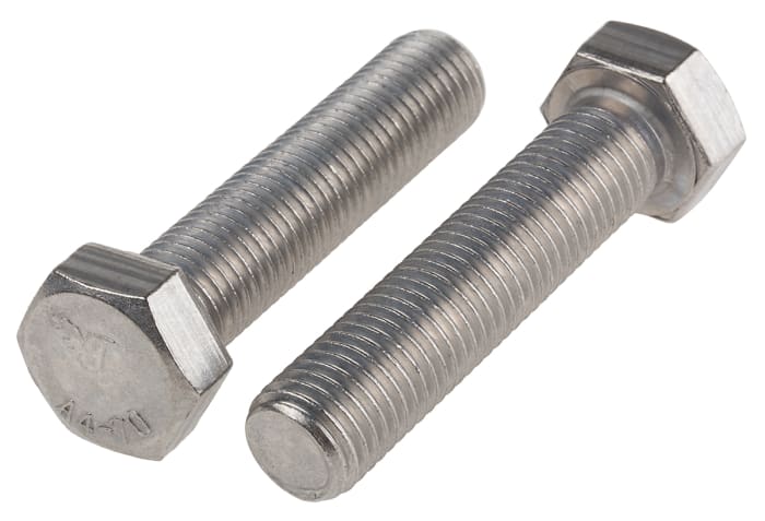 RS PRO Stainless Steel, Hex Bolt, M16 x 70.0mm