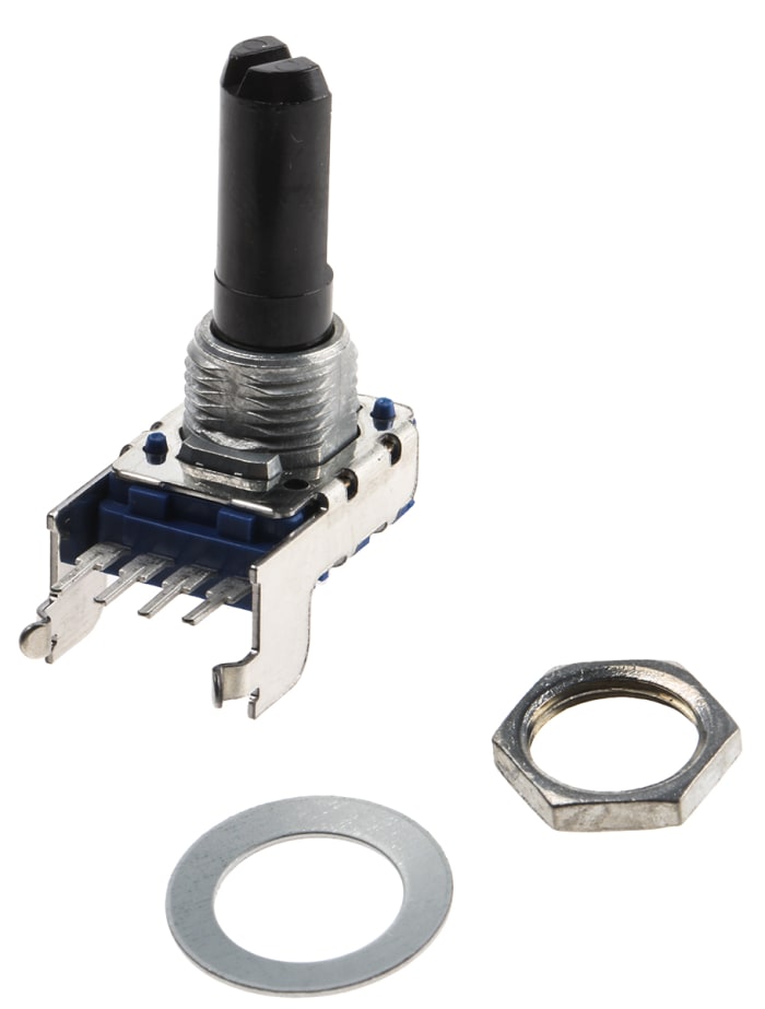 Alps Alpine RK11K 10kΩ Rotary Carbon Film Potentiometer, Panel Mount (Through Hole), RK11K1120ABW