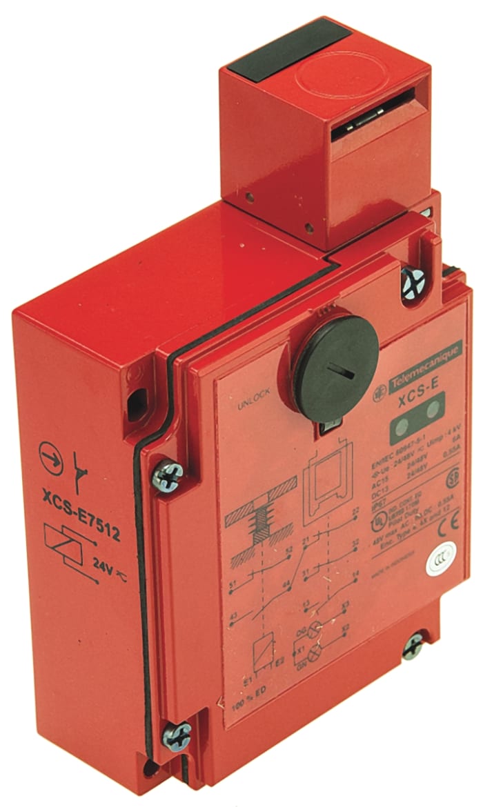 Telemecanique Sensors XCS-E Series Solenoid Interlock Switch, Power to Lock, 24V ac/dc, Actuator Included