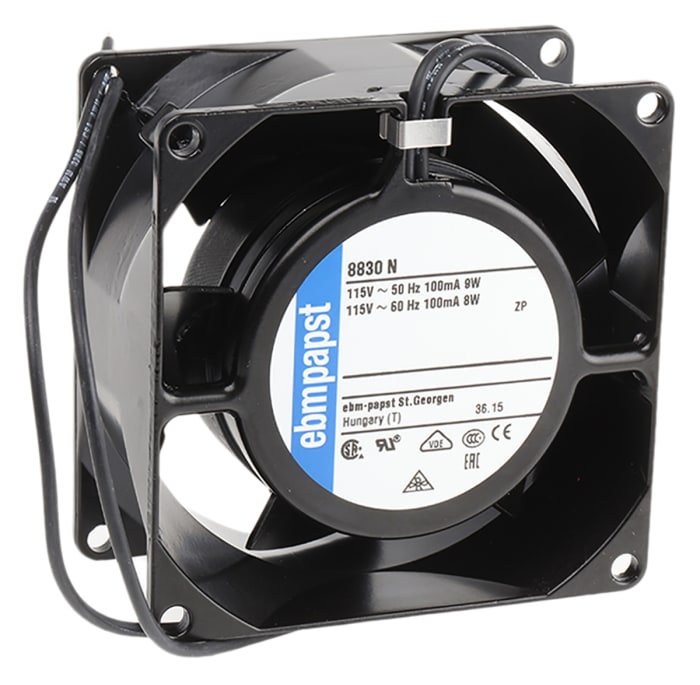 Ventilateur axial 8000 N ebm-papst 115 V ac, 36m³/h, 80 x 80 x 38mm, 8W
