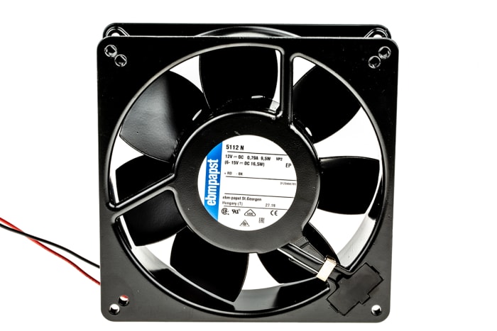 ebm-papst 5100 N Series Axial Fan, 12 V dc, DC Operation, 260m³/h, 9.5W, 790mA Max, 135 x 135 x 38mm