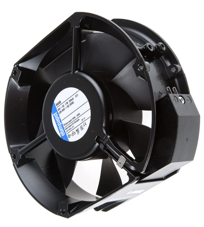 ebm-papst 6400 Series Axial Fan, 48 V dc, DC Operation, 410m³/h, 17W, 350mA Max, 172 x 150 x 51mm