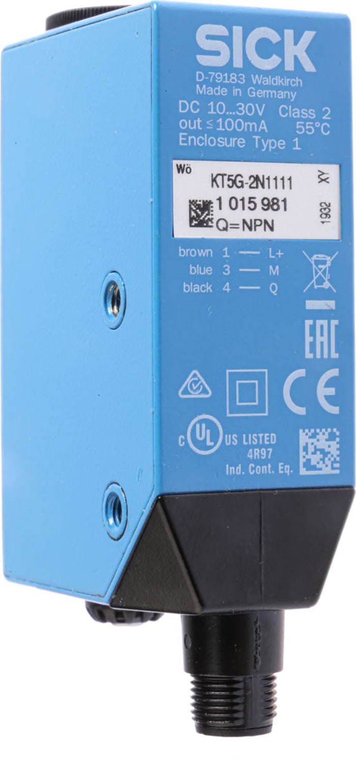 Sick Contrast Sensors 10 mm, Green LED, NPN, 100 mA, 10 → 30 V dc, IP67