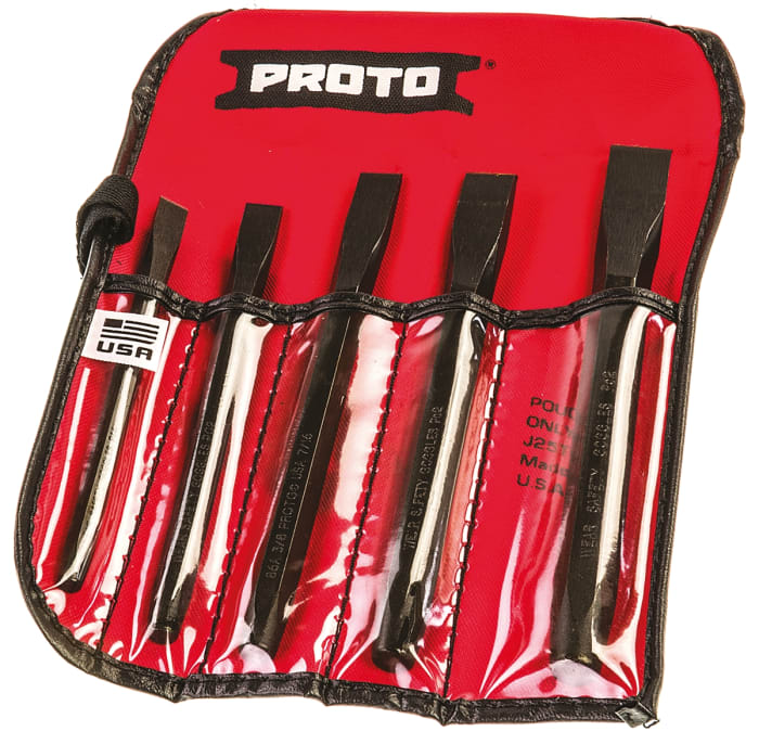 Stanley 5 Piece Steel Cold Chisel Set, 0.3125 in, 0.375 in, 0.4375 in, 0.5 in, 0.625 in Blade Width