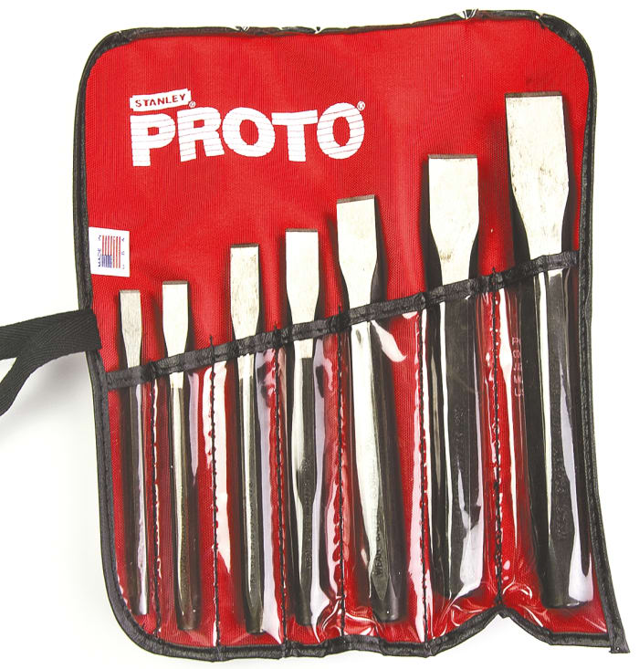 Stanley 7 Piece Steel Cold Chisel Set, 5/16 in, 0.375 in, 0.4375 in, 0.5 in, 0.625 in, 0.75 in, 0.875 in Blade Width