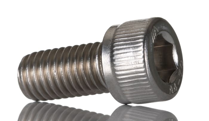 RS PRO Plain Stainless Steel Hex Socket Cap Screw, M10 x 20 mm