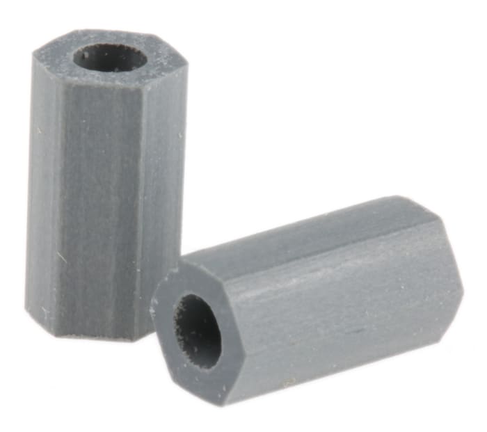 HS 4 3, 9,5mm CPVC Altıgen Yükseltici Ara Parça 4,8mm Genişlik, Delik Çapı: 2,6mm, M2.5, No.4 Vidalı