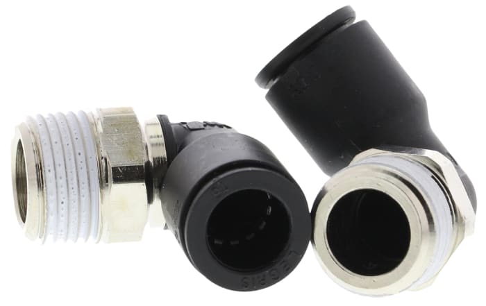 Legris LF3000 Series Elbow Threaded Adaptor, R 3/8 Male to Push In 10 mm, Threaded-to-Tube Connection Style