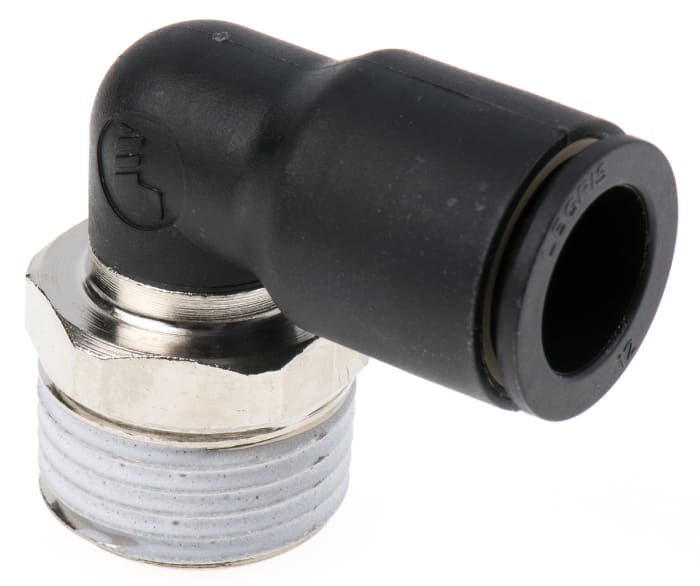 Legris LF3000 Series Elbow Threaded Adaptor, R 1/2 Male to Push In 12 mm, Threaded-to-Tube Connection Style