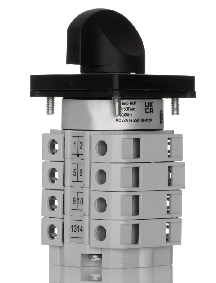 RS PRO | RS PRO, 4P 3 Position 60° Changeover Cam Switch, 500V ac, 25A ...