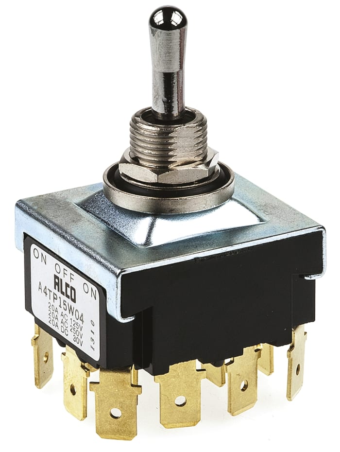 TE Connectivity Toggle Switch, Panel Mount, On-Off-On, 4PDT, Tab Terminal