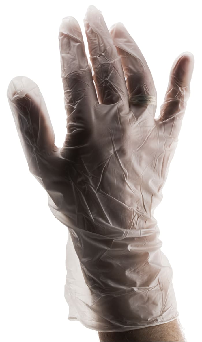 RS PRO White Powder-Free Polymer Disposable Gloves, Size S, 100 per Pack