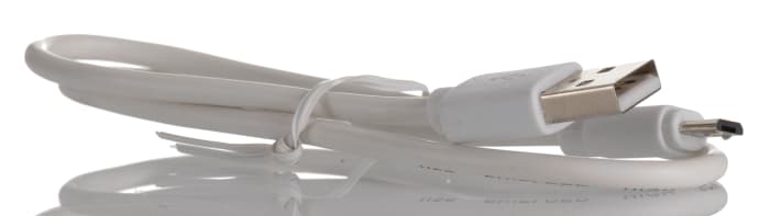 Cable USB 2.0 RS PRO, con A. USB A Macho, con B. Micro USB B Macho, long. 500mm, color Blanco