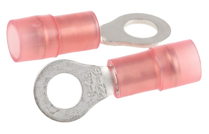 RS PRO Insulated Ring Terminal, M4 Stud Size, 0.5mm² to 1.5mm² Wire Size, Red