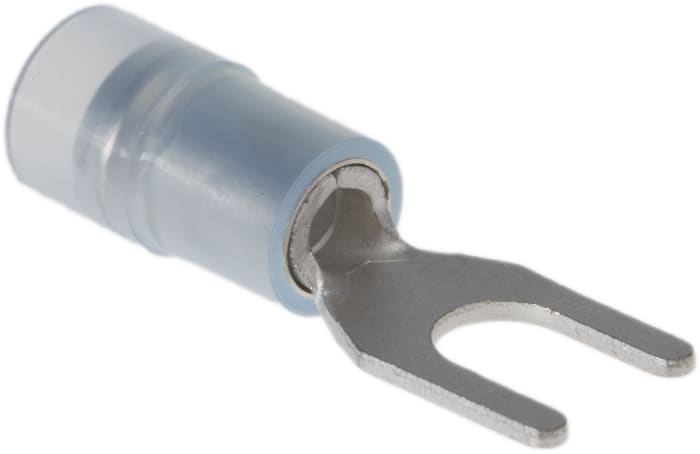 RS PRO Insulated Crimp Spade Connector, 1.5mm² to 2.5mm², 16AWG to 14AWG, 4.3mm Stud Size Nylon, Blue