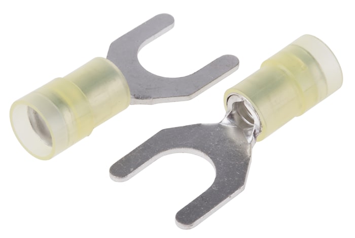 Cosse à fourche à sertir RS PRO Isolée, Jaune 10AWG 6mm² 12AWG 4mm²