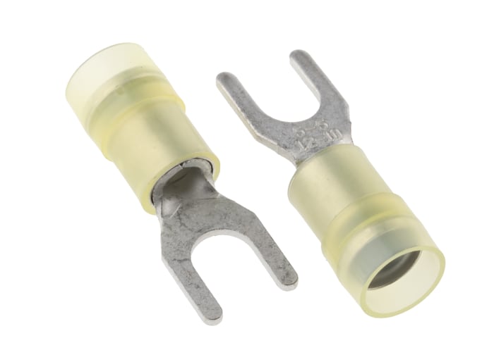 RS PRO Insulated Crimp Spade Connector, 4mm² to 6mm², 12AWG to 10AWG, M5 (#10) Stud Size Nylon, Yellow