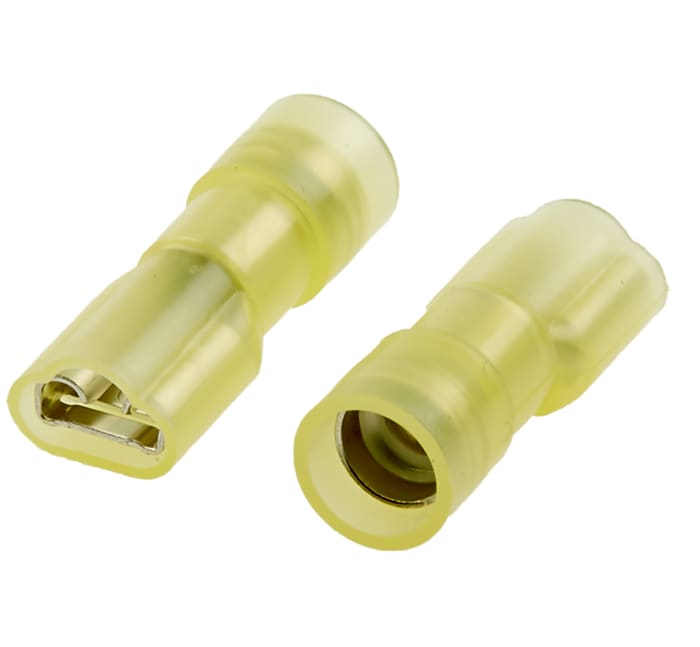 RS PRO Yellow Insulated Female Spade Connector, Double Crimp, 6.35 x 0.8mm Tab Size, 4mm² to 6mm²
