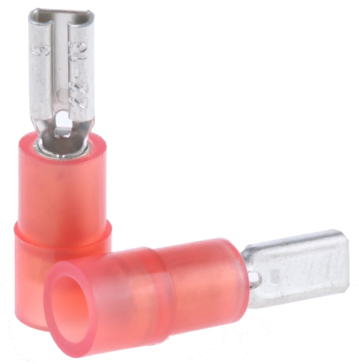 RS PRO Red Insulated Female Spade Connector, Double Crimp, 2.8 x 0.5mm Tab Size, 0.5mm² to 1.5mm²