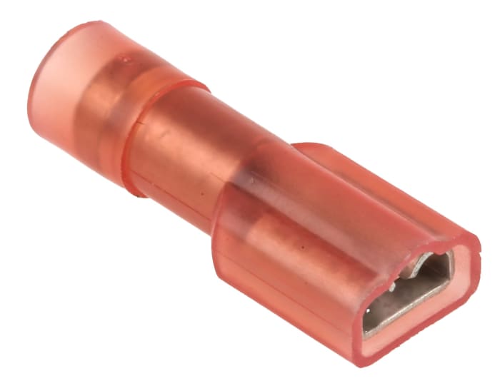 Terminal de lengüeta hembra aislado de color Rojo RS PRO de crimpar, 4.75 x 0.8mm, 0.5mm² → 1.5mm², long. 20.2mm, de