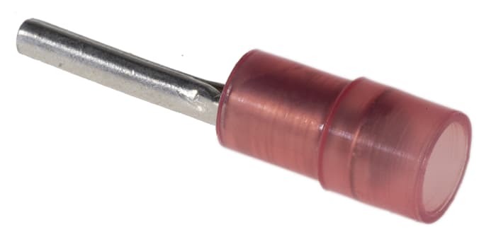 RS PRO Insulated, Tin Crimp Pin Connector, 0.5mm² to 1.5mm², 22AWG to 16AWG, 1.9mm Pin Diameter, 12mm Pin Length, Red