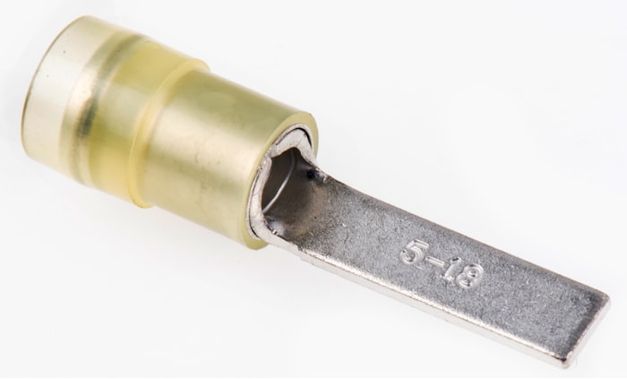 RS PRO Insulated Crimp Blade Terminal 18mm Blade Length, 4mm² to 6mm², 12AWG to 10AWG, Yellow