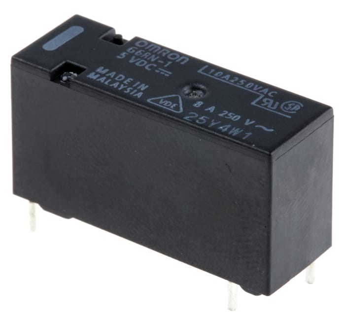 Relé de potencia sin enclavamiento Omron G6RN de 1 polo, SPDT, bobina 5V dc, 8A, Montaje en PCB