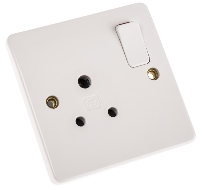 MK Electric Logic Plus White 1 Gang Plug Socket, 2 Poles, 5A, Indoor Use