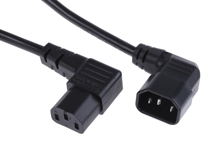 RS PRO Right Angle Right Angle Power Cord, 2m