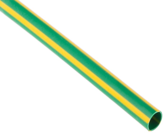 RS PRO Halogen Free Heat Shrink Tubing, Green/Yellow 6.4mm Sleeve Dia. x 1.2m Length 2:1 Ratio