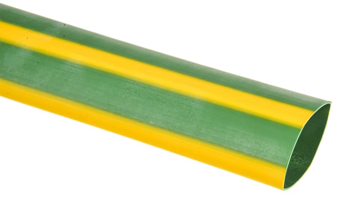RS PRO Halogen Free Heat Shrink Tubing, Green/Yellow 25.4mm Sleeve Dia. x 1.2m Length 2:1 Ratio