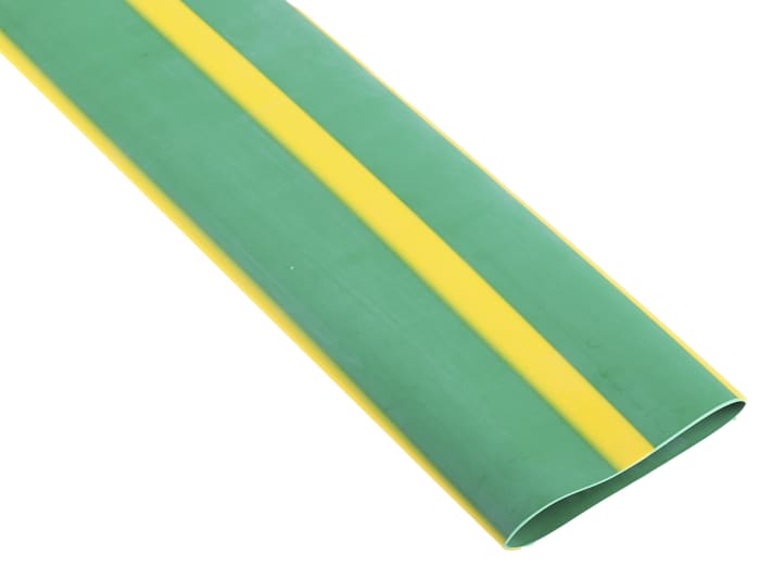RS PRO Halogen Free Heat Shrink Tubing, Green/Yellow 38.1mm Sleeve Dia. x 1.2m Length 2:1 Ratio