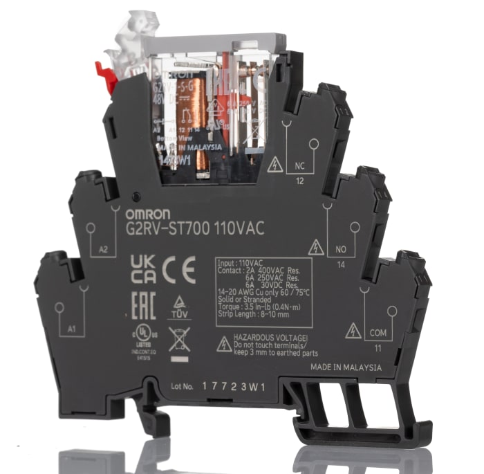 Módulo de relé electromecánico Omron G2RV-ST, SPDT, 110V ac, 6A, para carril DIN