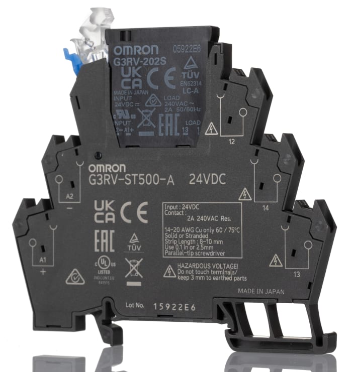 Omron G3RV-ST Series Solid State Interface Relay, 24 Vdc Control, 2 A Load, DIN Rail Mount