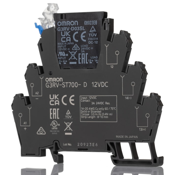 Omron G3RV-ST Series Solid State Interface Relay, 12 Vdc Control, 3 A Load, DIN Rail Mount