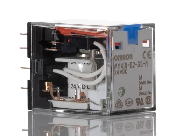 MY4IN-D2-GS-R DC24 Omron | Omron Plug In Latching Power Relay, 24V dc ...