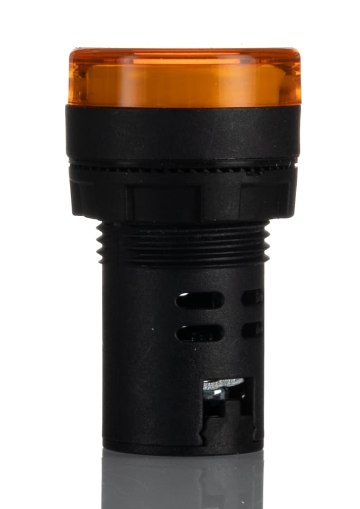 RS PRO, Panel Mount Yellow LED Pilot Light, 22 mm Cutout, IP65, Round, 110V ac/dc