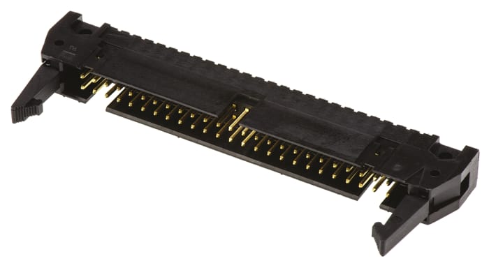 TE Connectivity AMP-LATCH Series Straight Through Hole PCB Header, 50 Contact(s), 2.54mm Pitch, 2 Row(s), Shrouded