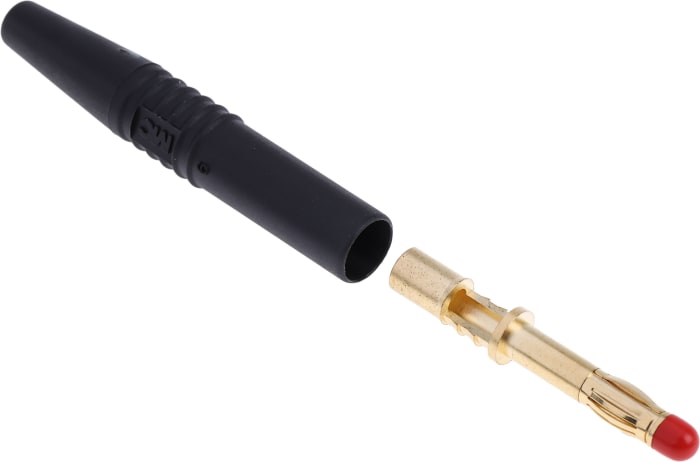 Staubli Black Male Banana Plug, 4 mm Connector, Solder Termination, 32A, 1000V, Gold Plating