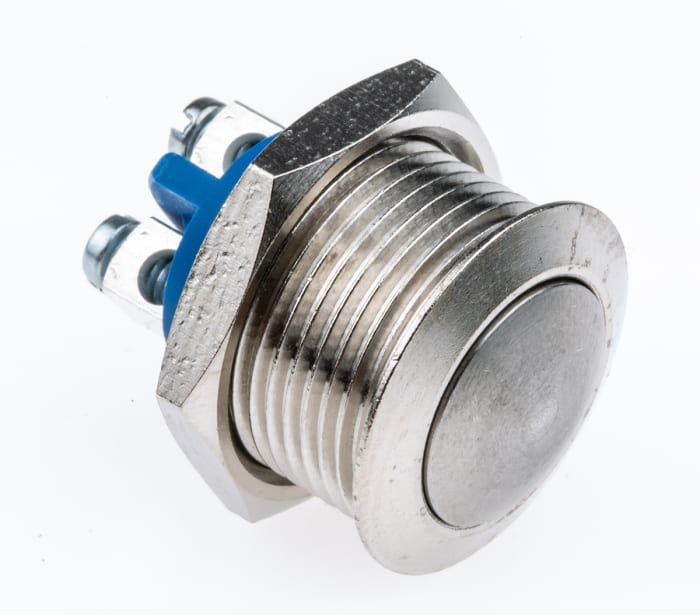APEM Push Button Switch, Momentary, Panel Mount, 16.2mm Cutout, SPST, 24/48V dc, IP65