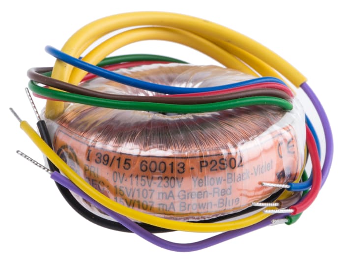 Nuvotem Talema 115V ac, 230V ac, 2 x 15V ac Toroidal Transformer, 3.2VA 2 Output