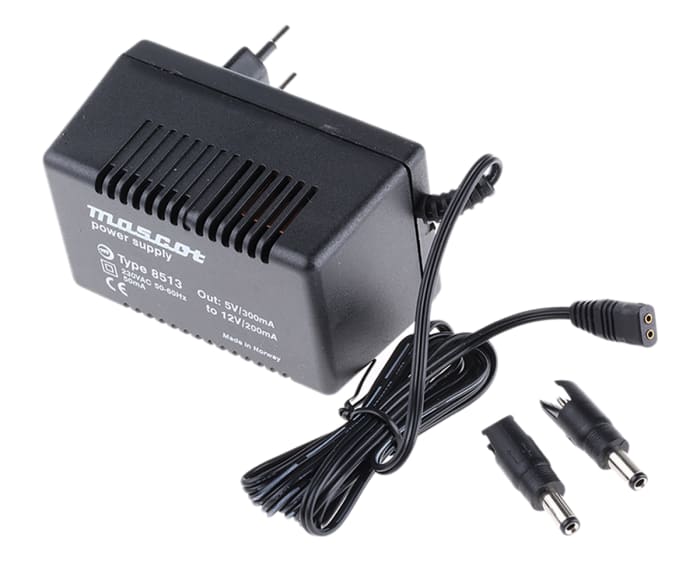 Mascot 2.4W Plug In Power Supply 12V dc Output, 200 → 300mA Output