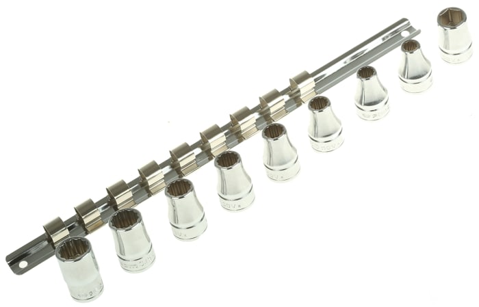 Facom 9-Piece Metric 1/2" Standard Socket Set, 12 point