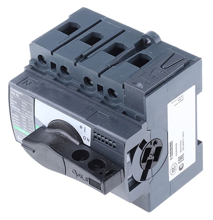 Schneider Electric 4P Pole Isolator Switch - 63A Maximum Current, 30kW Power Rating, IP40
